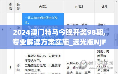 2024澳門特馬今晚開獎98期,專業(yè)解讀方案實施_遠光版NJF2.17