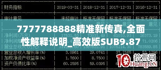 7777788888精準(zhǔn)新傳真,全面性解釋說明_高效版SUB9.87