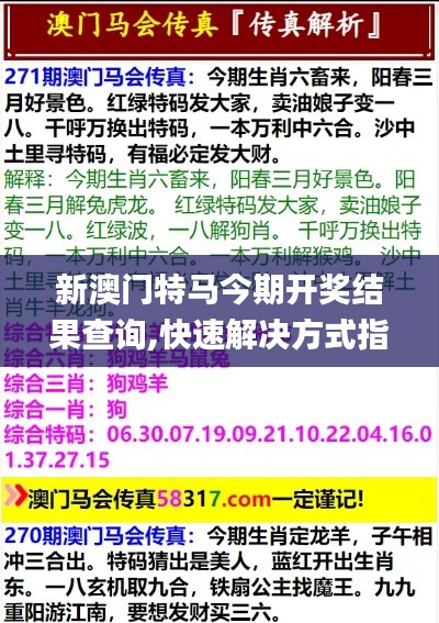 新澳門特馬今期開獎(jiǎng)結(jié)果查詢,快速解決方式指南_隨機(jī)版AFT7.37