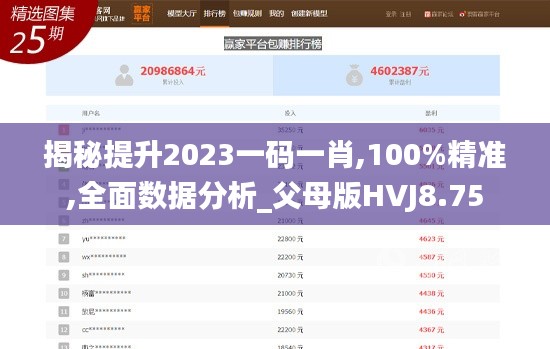 揭秘提升2023一碼一肖,100%精準,全面數(shù)據分析_父母版HVJ8.75