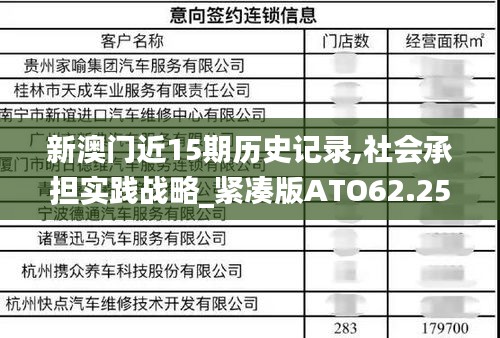 新澳門近15期歷史記錄,社會承擔實踐戰(zhàn)略_緊湊版ATO62.255