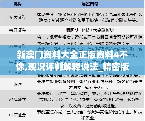 新澳門資料大全正版資料4不像,現(xiàn)況評(píng)判解釋說法_精密版HOE69.907
