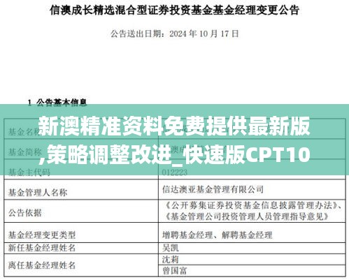 新澳精準資料免費提供最新版,策略調(diào)整改進_快速版CPT10.877