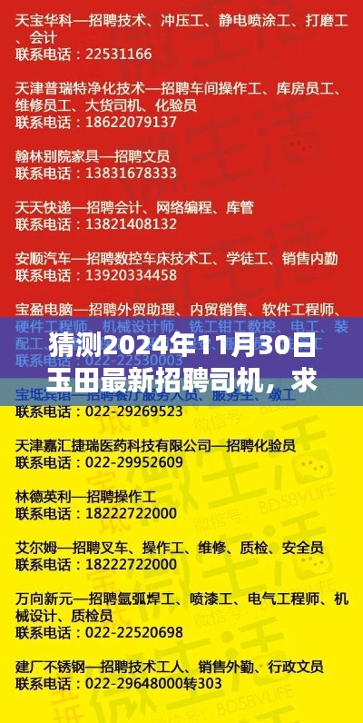 玉田最新招聘司機(jī)求職指南，如何準(zhǔn)備并成功應(yīng)聘（預(yù)測版2024年11月）