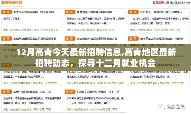 高青地區(qū)最新招聘信息及十二月就業(yè)機會探尋