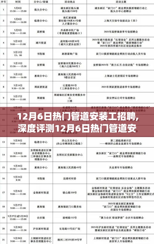 12月6日熱門管道安裝工招聘全面解讀，特性、體驗、競爭分析與用戶群體剖析