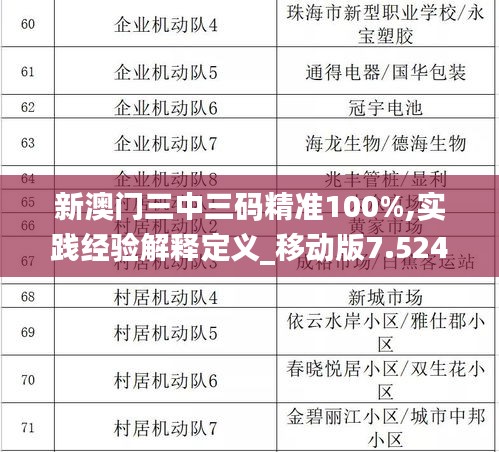 新澳門三中三碼精準(zhǔn)100%,實踐經(jīng)驗解釋定義_移動版7.524