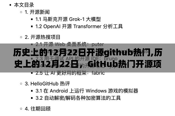 歷史上的12月22日GitHub熱門開源項(xiàng)目璀璨一覽