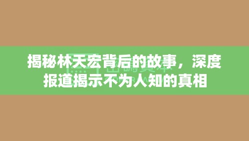 揭秘林天宏背后的故事，深度報道揭示不為人知的真相