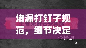 堵漏打釘子規(guī)范，細(xì)節(jié)決定成敗，打造精品工程的秘訣！