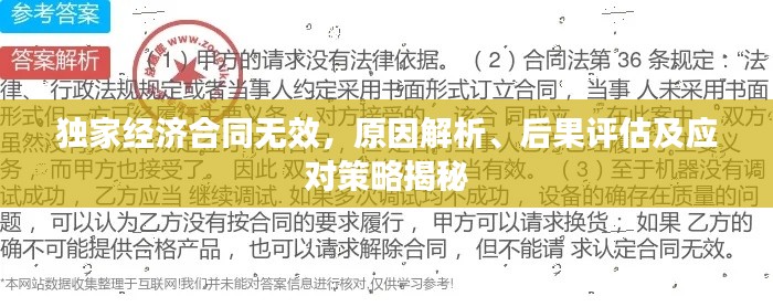 獨(dú)家經(jīng)濟(jì)合同無效，原因解析、后果評(píng)估及應(yīng)對(duì)策略揭秘