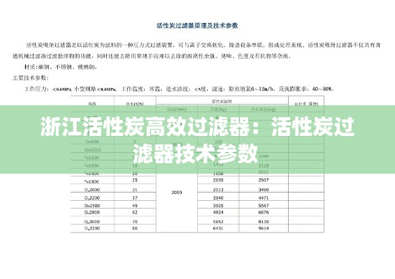浙江活性炭高效過濾器：活性炭過濾器技術(shù)參數(shù) 