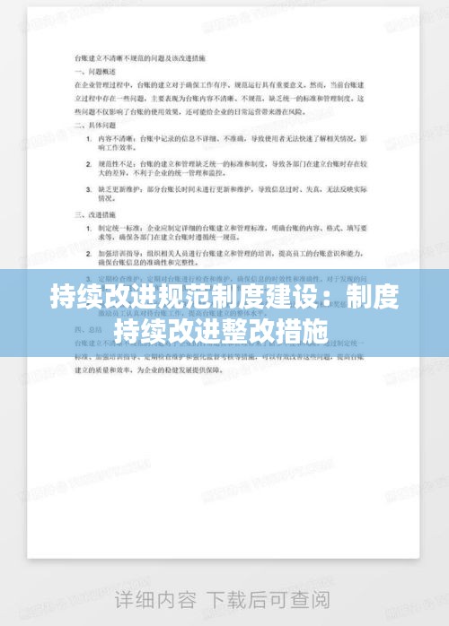 持續(xù)改進(jìn)規(guī)范制度建設(shè)：制度持續(xù)改進(jìn)整改措施 