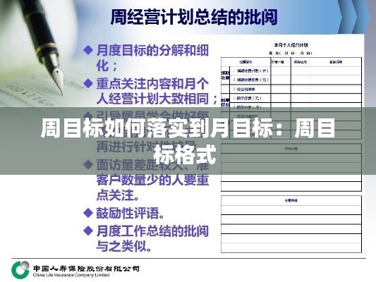 周目標(biāo)如何落實到月目標(biāo)：周目標(biāo)格式 