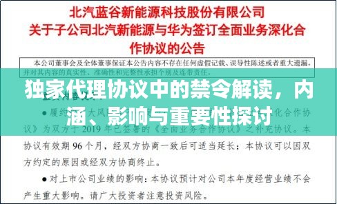 獨家代理協(xié)議中的禁令解讀，內涵、影響與重要性探討