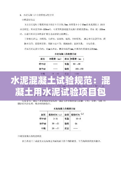 水泥混凝土試驗規(guī)范：混凝土用水泥試驗項目包括 