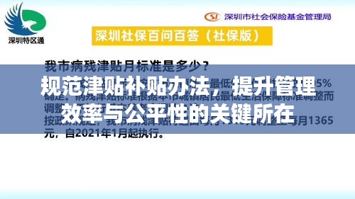 規(guī)范津貼補(bǔ)貼辦法，提升管理效率與公平性的關(guān)鍵所在