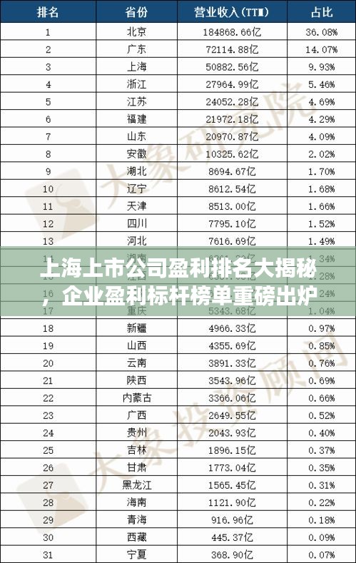 上海上市公司盈利排名大揭秘，企業(yè)盈利標(biāo)桿榜單重磅出爐！