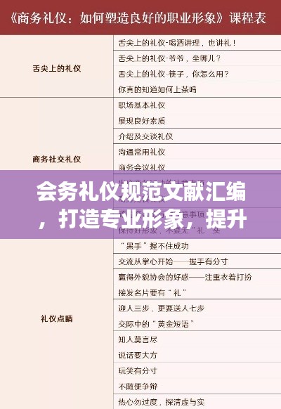 會(huì)務(wù)禮儀規(guī)范文獻(xiàn)匯編，打造專業(yè)形象，提升會(huì)議品質(zhì)