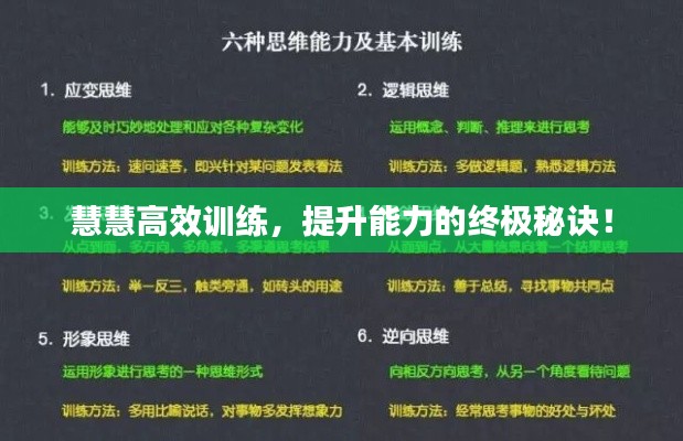 慧慧高效訓(xùn)練，提升能力的終極秘訣！