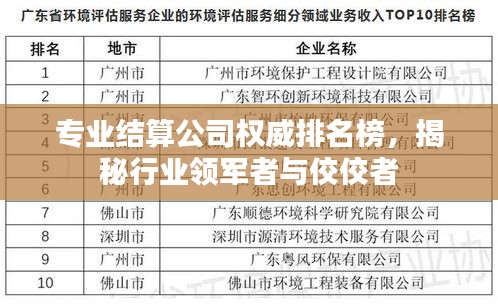 專業(yè)結(jié)算公司權(quán)威排名榜，揭秘行業(yè)領(lǐng)軍者與佼佼者