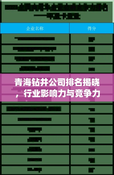青海鉆井公司排名揭曉，行業(yè)影響力與競爭力解析