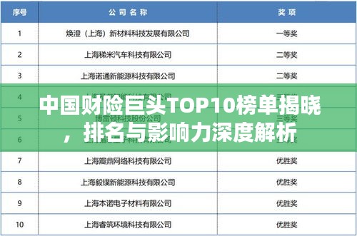 中國財險巨頭TOP10榜單揭曉，排名與影響力深度解析