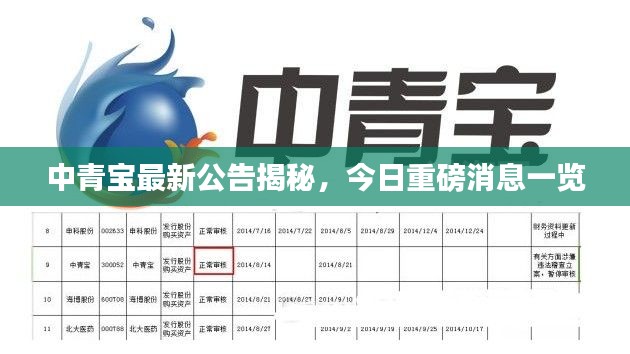 中青寶最新公告揭秘，今日重磅消息一覽